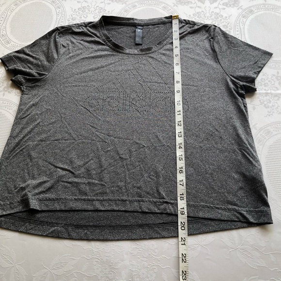 Adidas Gray Elastic T-Shirt Women’s Size S Activewear Short Sleeves Dri-Fit Logo - Picture 12 of 16